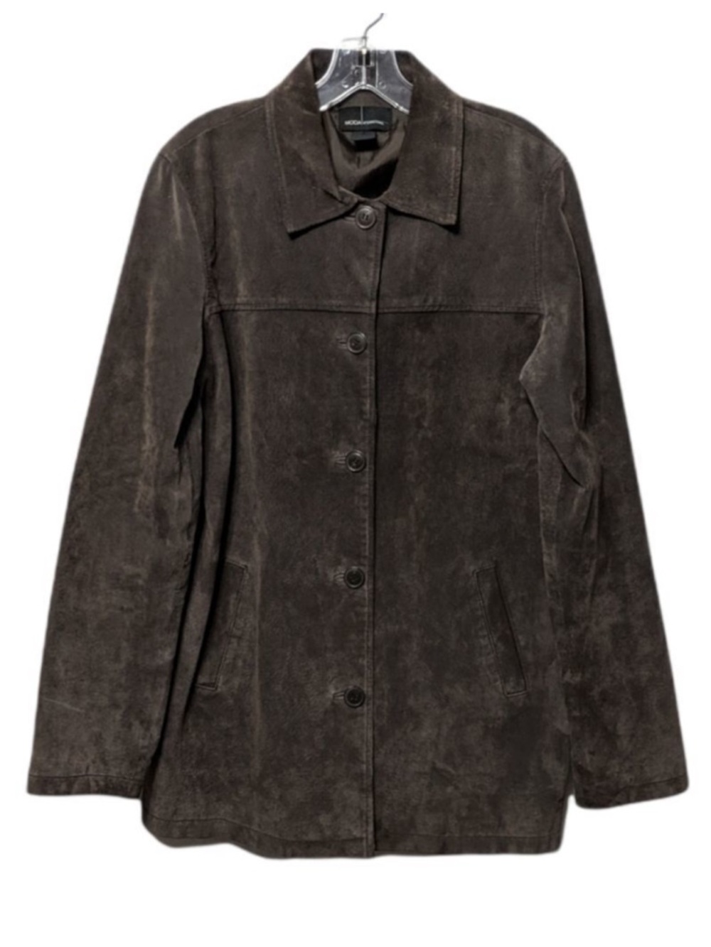 MODA INTERNATIONAL Suede Leather Button Front Jacket XL